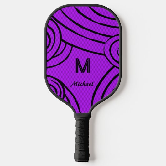 NeonLine 1 Paarse bewerkbare naam en Initialen Pickleball Paddle (Achterkant)