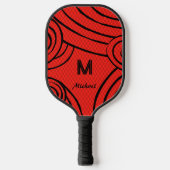 NeonLine 1 Red bewerkbare naam en Initialen Pickleball Paddle (Voorkant)