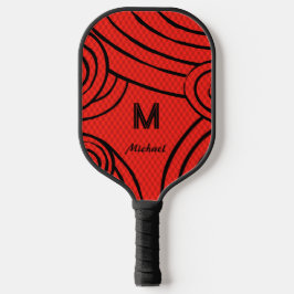 NeonLine 1 Red bewerkbare naam en Initialen Pickleball Paddle