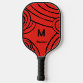 NeonLine 1 Red bewerkbare naam en Initialen Pickleball Paddle (Achterkant)