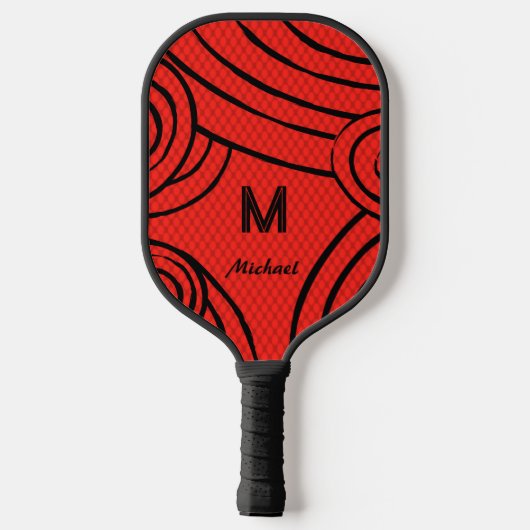 NeonLine 1 Red bewerkbare naam en Initialen Pickleball Paddle (Achterkant)