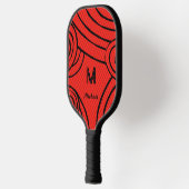 NeonLine 1 Red bewerkbare naam en Initialen Pickleball Paddle (Links)