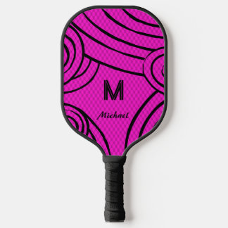 NeonLine 1 Roze bewerkbare naam en Initialen Pickleball Paddle