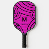 NeonLine 1 Roze bewerkbare naam en Initialen Pickleball Paddle (Achterkant)