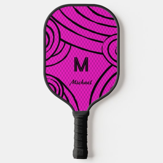 NeonLine 1 Roze bewerkbare naam en Initialen Pickleball Paddle (Achterkant)