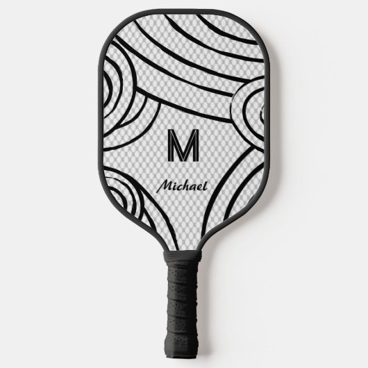 NeonLine 1 Witte bewerkbare naam en Initialen Pickleball Paddle (Achterkant)