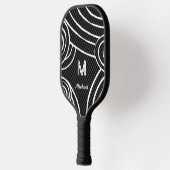 NeonLine 1 Zwart Bewerkbare naam en Initialen Pickleball Paddle (Links)