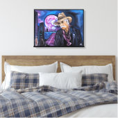 Neonmaan-schilderij van Alfred Fox Canvas Afdruk (Insitu (Slaapkamer))
