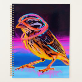 Neonmus met gloeiende accenten planner