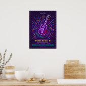Neonmuziek achtergrond met elektrisch gitaar Poste Poster (Keuken)