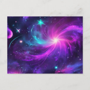 Neonnevel met sterren briefkaart