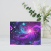 Neonnevel met sterren briefkaart (Staand voorkant)