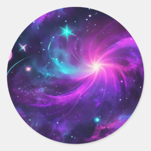 Neonnevel met sterren ronde sticker