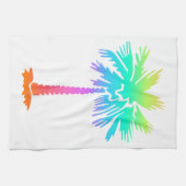 neonpalmboom tropische zomer kleurrijk theedoek (Horizontaal)