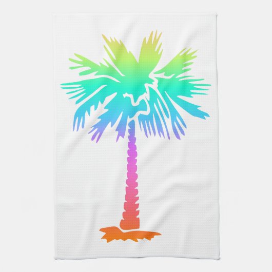 neonpalmboom tropische zomer kleurrijk theedoek (Verticaal)