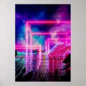 Neonpalmlandschap: Cube Poster (Voorkant)
