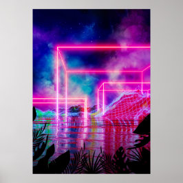 Neonpalmlandschap: Cube Poster