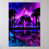 Neonpalmlandschap: piramide poster (Voorkant)