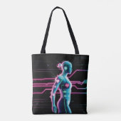 NeonPulse Cyborg Run-Tas Tote Bag (Achterkant)