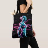 NeonPulse Cyborg Run-Tas Tote Bag (Dichtbij)