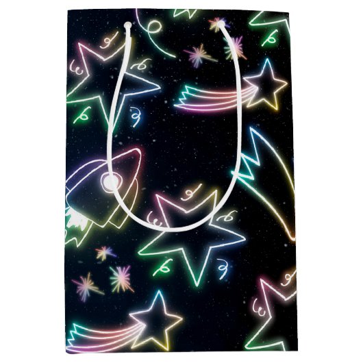 neonraketster medium cadeauzakje (Voorkant)