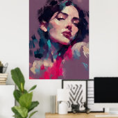 Neonreflecties Abstract Portret Poster (Thuiskantoor)