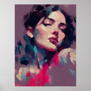 Neonreflecties Abstract Portret Poster