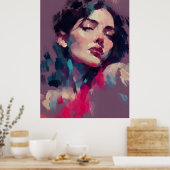 Neonreflecties Abstract Portret Poster (Keuken)