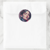 Neonreflecties Abstract Portret Ronde Sticker (Tas)