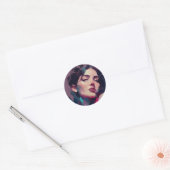 Neonreflecties Abstract Portret Ronde Sticker (Envelop)