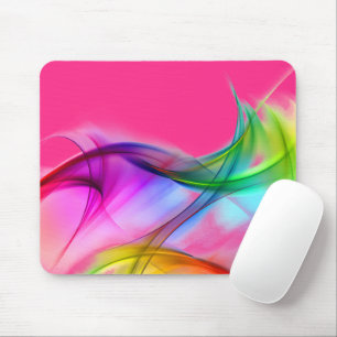 Neonregenboog Abstract op roze Muismat