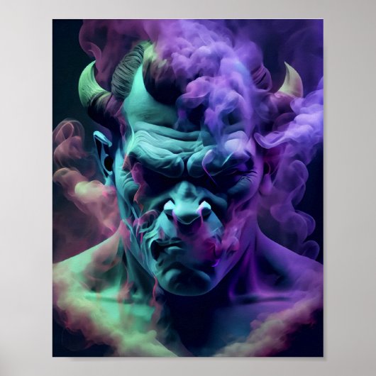 neonrook demon ziel schedel poster (Voorkant)