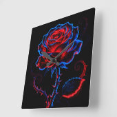 Neonroos wandklok (Hoek)
