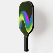 Neonroze, blauwe en groene golven op groen pickleball paddle (Links)