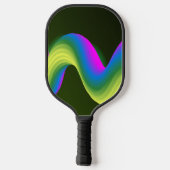 Neonroze, blauwe en groene golven op groen pickleball paddle (Achterkant)