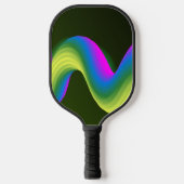 Neonroze, blauwe en groene golven op groen pickleball paddle (Voorkant)