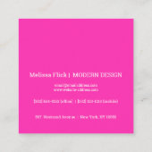 neonroze-chique monogram vierkante visitekaartje (Achterkant)