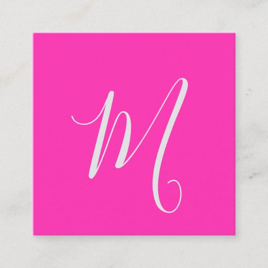 neonroze-chique monogram vierkante visitekaartje (Voorkant)