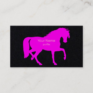 neonroze dravend paard in het zwart visitekaartje