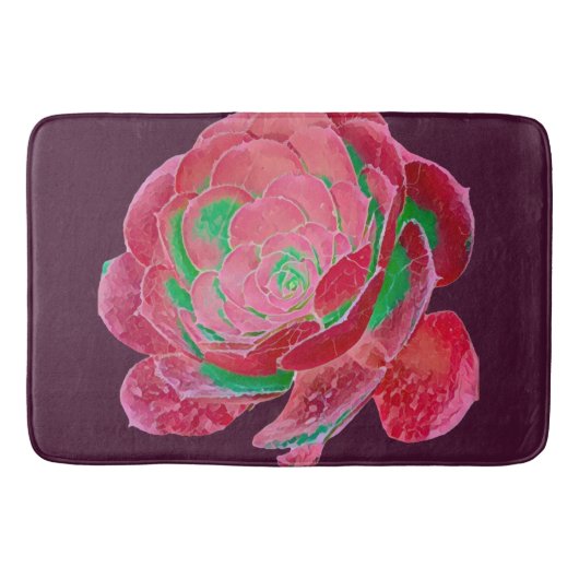 Neonroze en groene vetplantroos badmat (Voorkant)