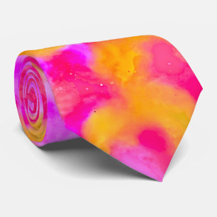 Neonroze en oranje blauw stropdas