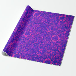  neonroze felblauw bloemmotief cadeaupapier