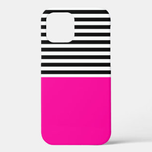 Neonroze met zwarte en witte strepen Case-Mate iPhone case