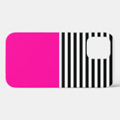 Neonroze met zwarte en witte strepen Case-Mate iPhone case (Achterkant (horizontaal))