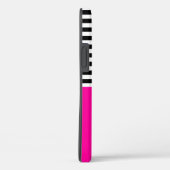 Neonroze met zwarte en witte strepen Case-Mate iPhone case (Achterkant / Rechts)