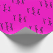 Neonroze verpakkingspapier |  tekst cadeaupapier (Hoek)