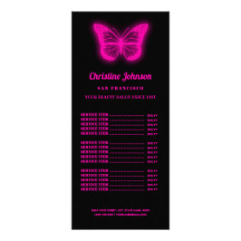 neonroze vlinder logo prijslijst reclamekaart