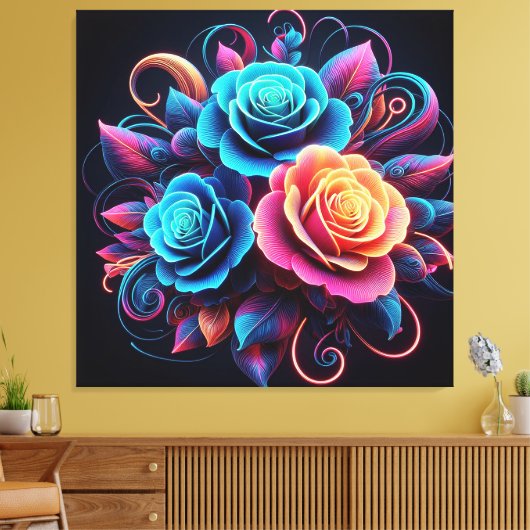 Neonrozen Canvas Afdruk (Insitu (Woonkamer))