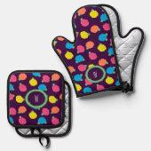 Neonrozen Ovenwant & Pannenlap Set (Voorkant / Achterkant)