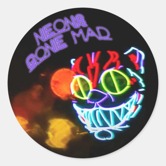 Neons gek geworden ronde sticker (Voorkant)